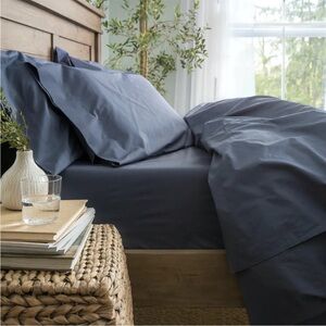 Tuft & Needle Percale Duvet Cover in Slate Blue Size Full/Queen